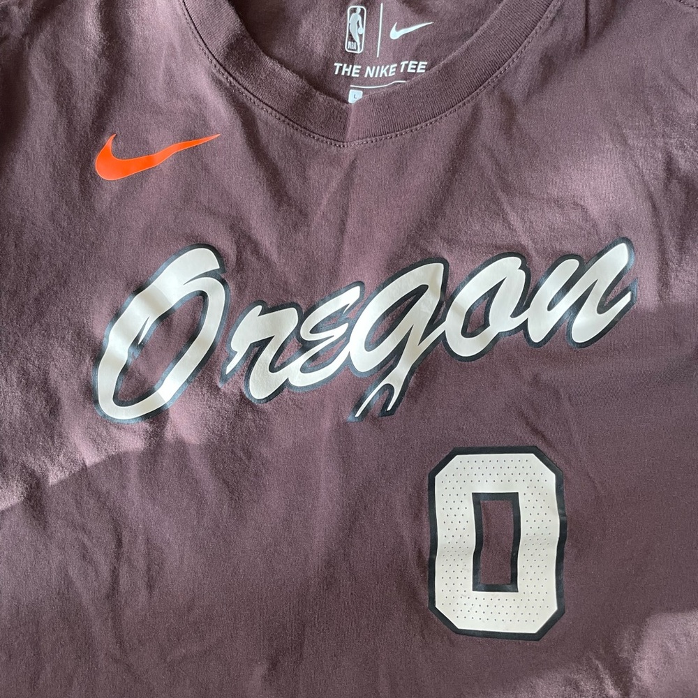 Nike City Edition BrownDamian Lillard T-Shirt Name Sz. Large